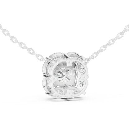 Cushion Cut Pear Halo Lab Grown Diamond Pendant in 14K Rose Gold
