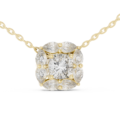 Cushion Cut Pear Halo Lab Grown Diamond Pendant in 14K Rose Gold