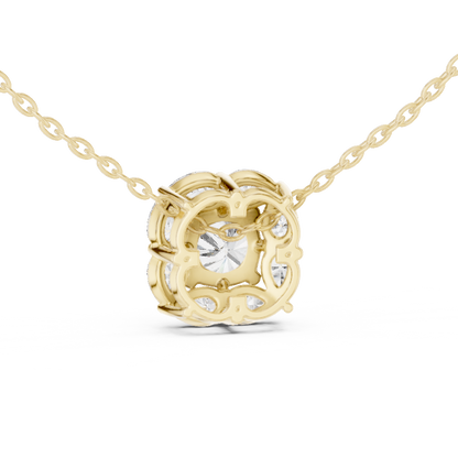 Cushion Cut Pear Halo Lab Grown Diamond Pendant in 14K Rose Gold