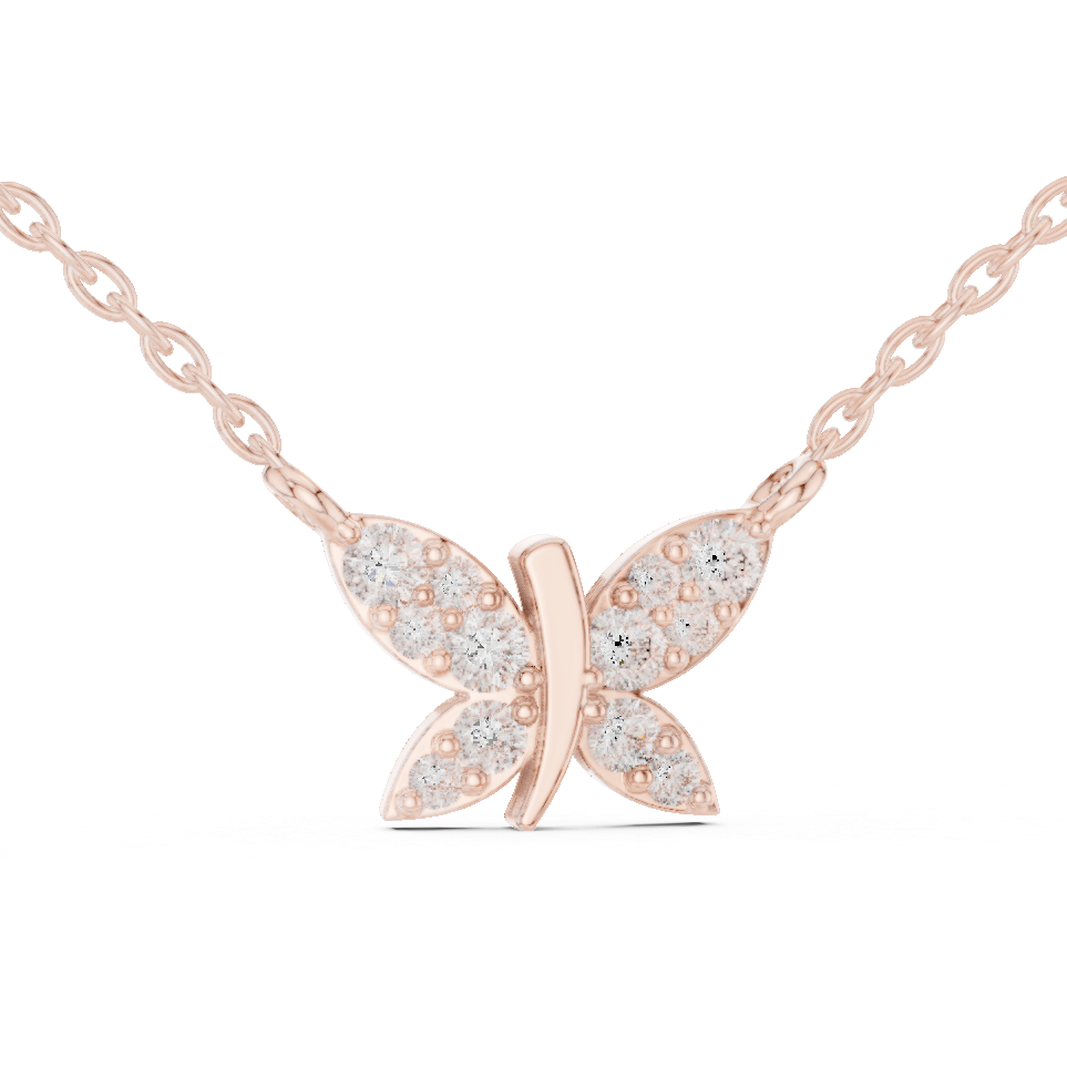 Butterfly Lab Grown Diamond Casual Pendant in 14K Rose Gold