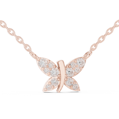 Butterfly Lab Grown Diamond Casual Pendant in 14K Rose Gold