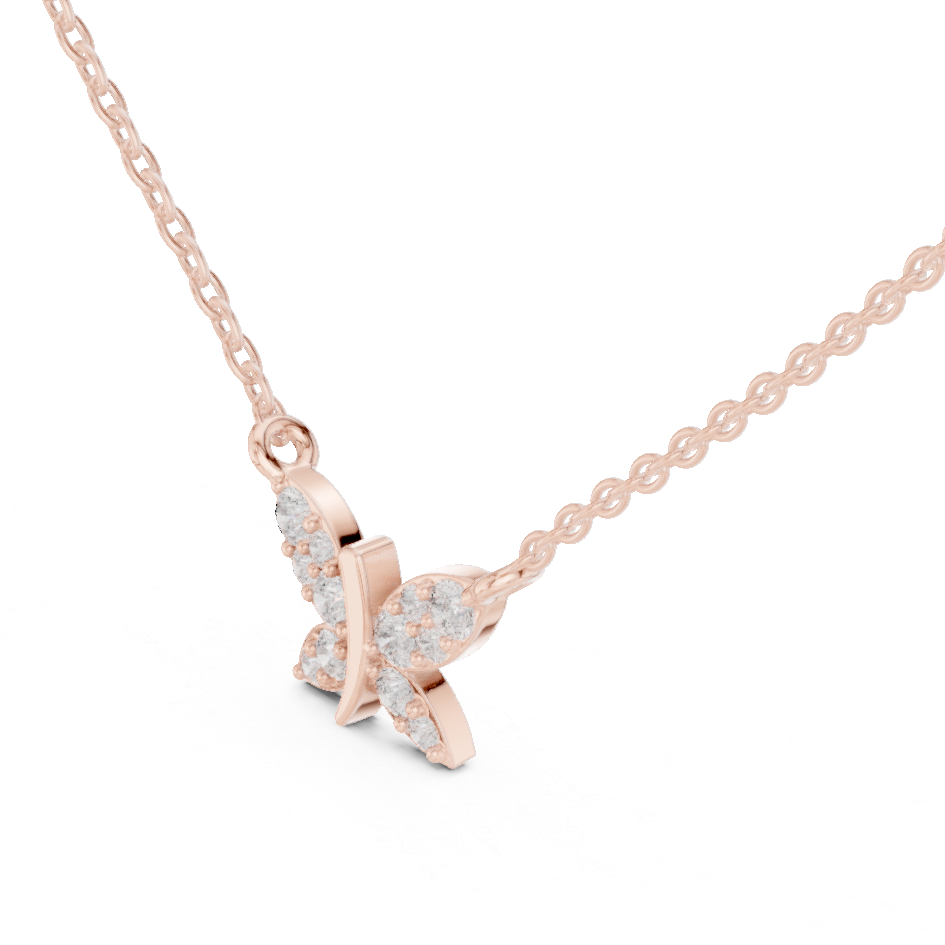 Butterfly Lab Grown Diamond Casual Pendant in 14K Rose Gold