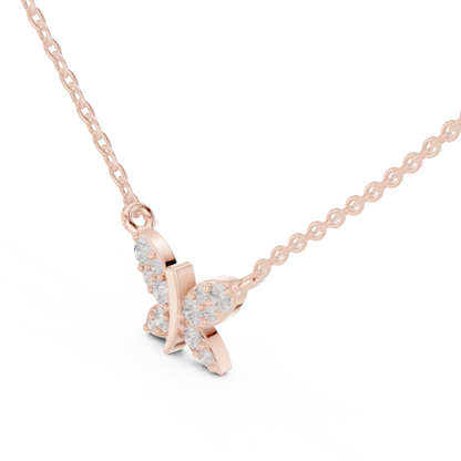 Butterfly Lab Grown Diamond Casual Pendant in 14K Rose Gold