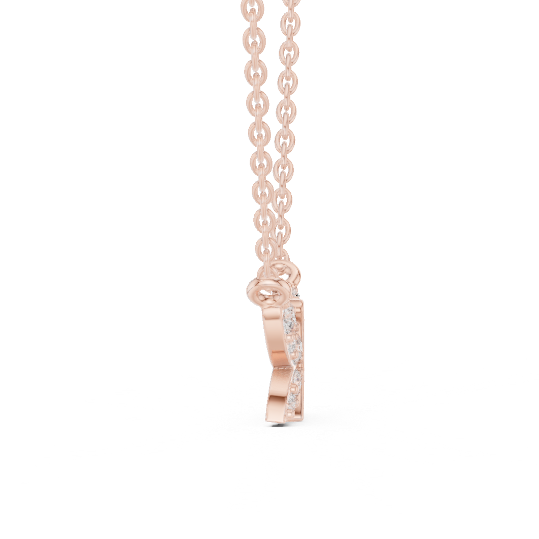 Butterfly Lab Grown Diamond Casual Pendant in 14K Rose Gold