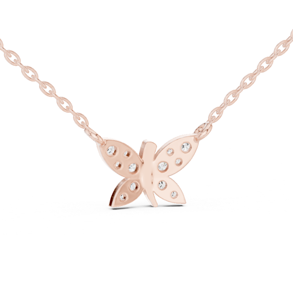 Butterfly Lab Grown Diamond Casual Pendant in 14K Rose Gold