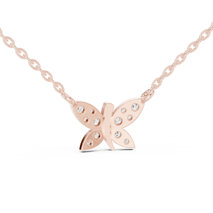 Butterfly Lab Grown Diamond Casual Pendant in 14K Rose Gold