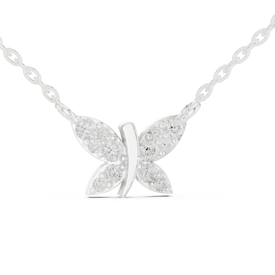 Butterfly Lab Grown Diamond Casual Pendant in 14K Rose Gold
