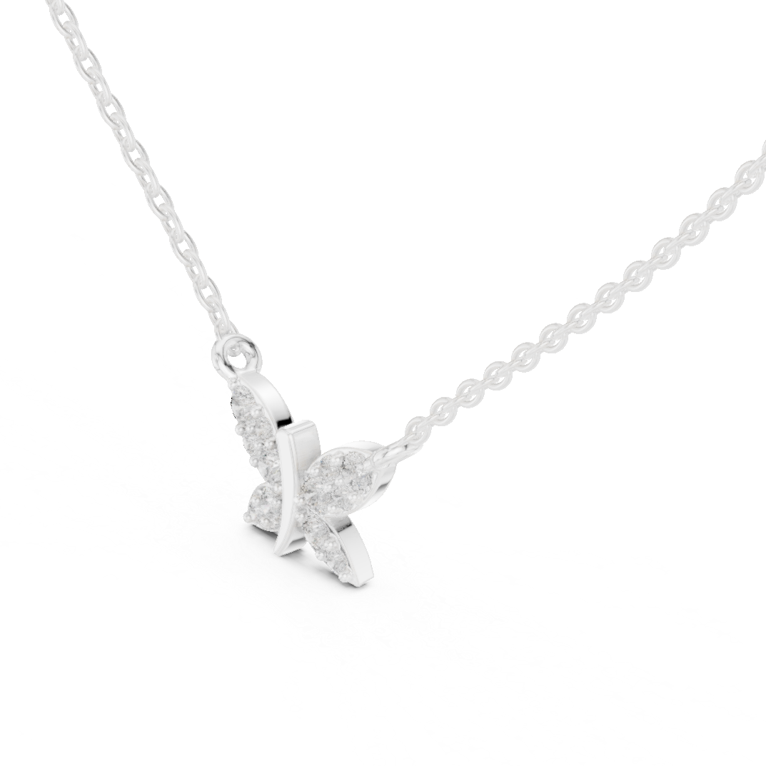 Butterfly Lab Grown Diamond Casual Pendant in 14K Rose Gold