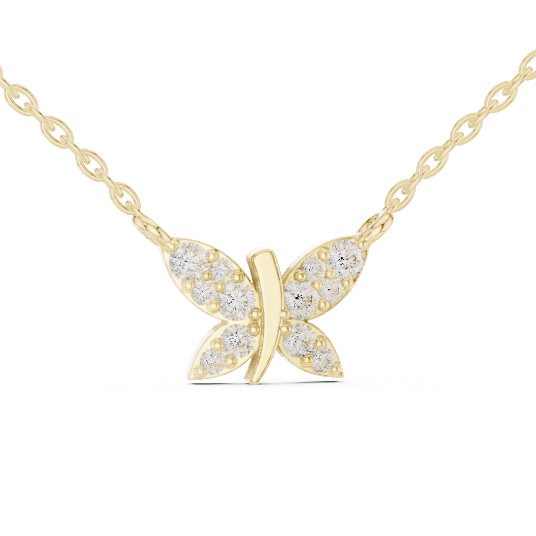 Butterfly Lab Grown Diamond Casual Pendant in 14K Rose Gold