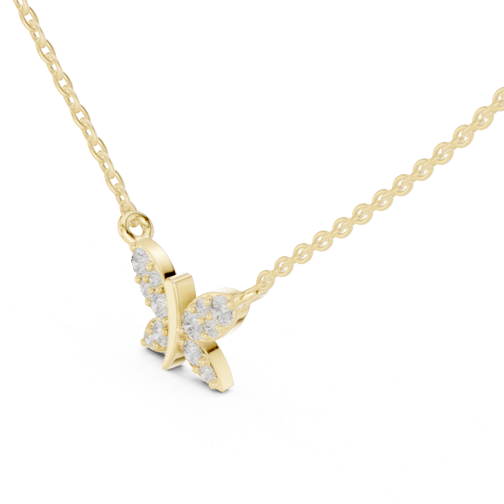 Butterfly Lab Grown Diamond Casual Pendant in 14K Rose Gold