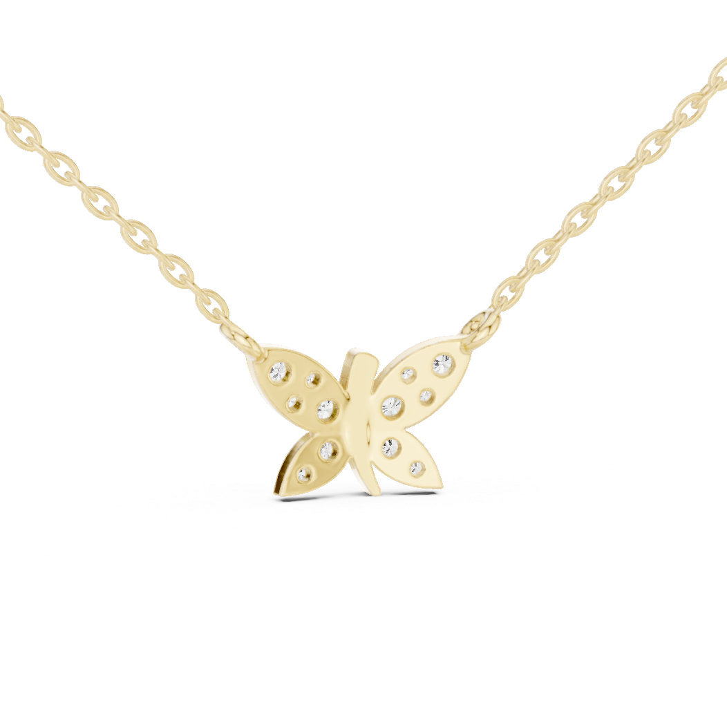 Butterfly Lab Grown Diamond Casual Pendant in 14K Rose Gold