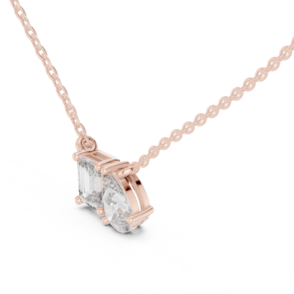 Toi Et Moi Emerald & Pear Lab Grown Diamond Pendant in 14K Rose Gold