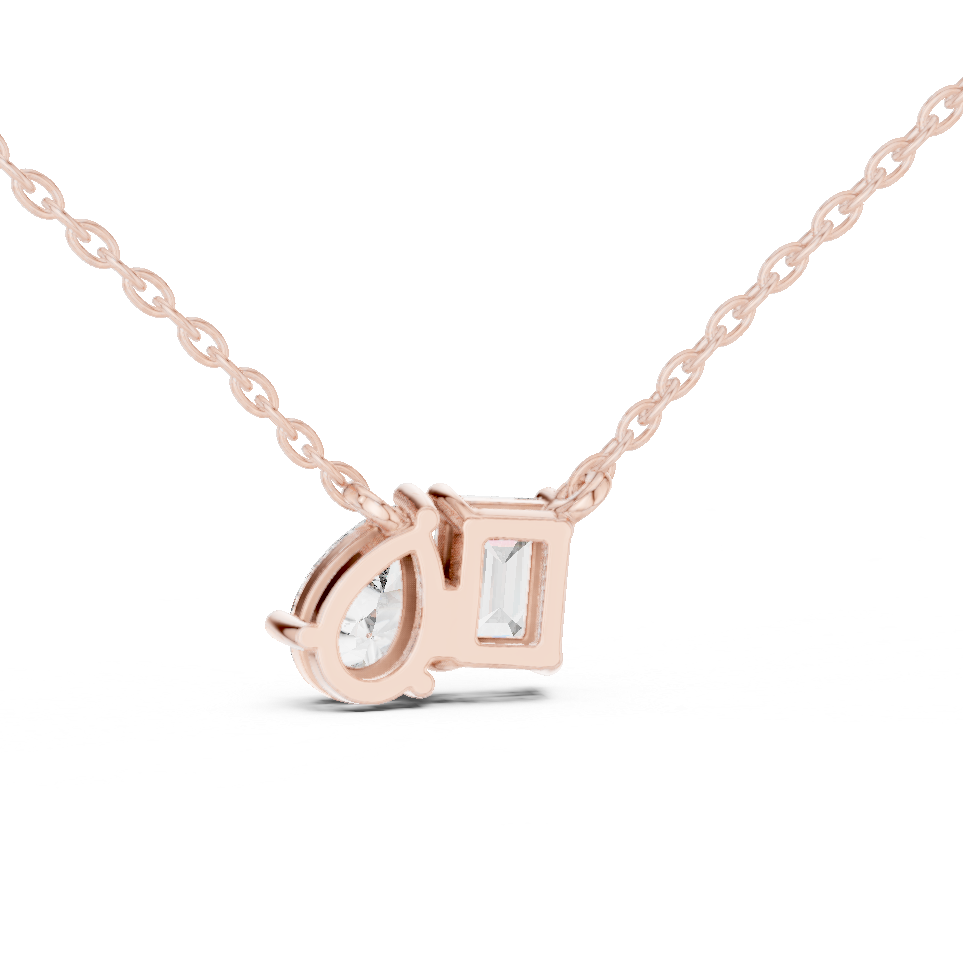 Toi Et Moi Emerald & Pear Lab Grown Diamond Pendant in 14K Rose Gold