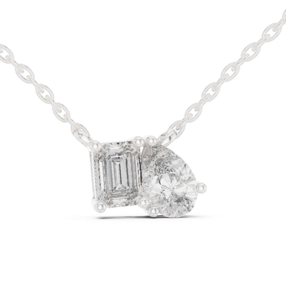 Toi Et Moi Emerald & Pear Lab Grown Diamond Pendant in 14K Rose Gold