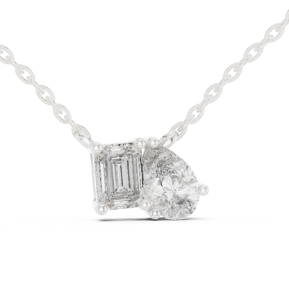 Toi Et Moi Emerald & Pear Lab Grown Diamond Pendant in 14K Rose Gold