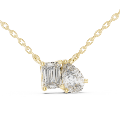 Toi Et Moi Emerald & Pear Lab Grown Diamond Pendant in 14K Rose Gold
