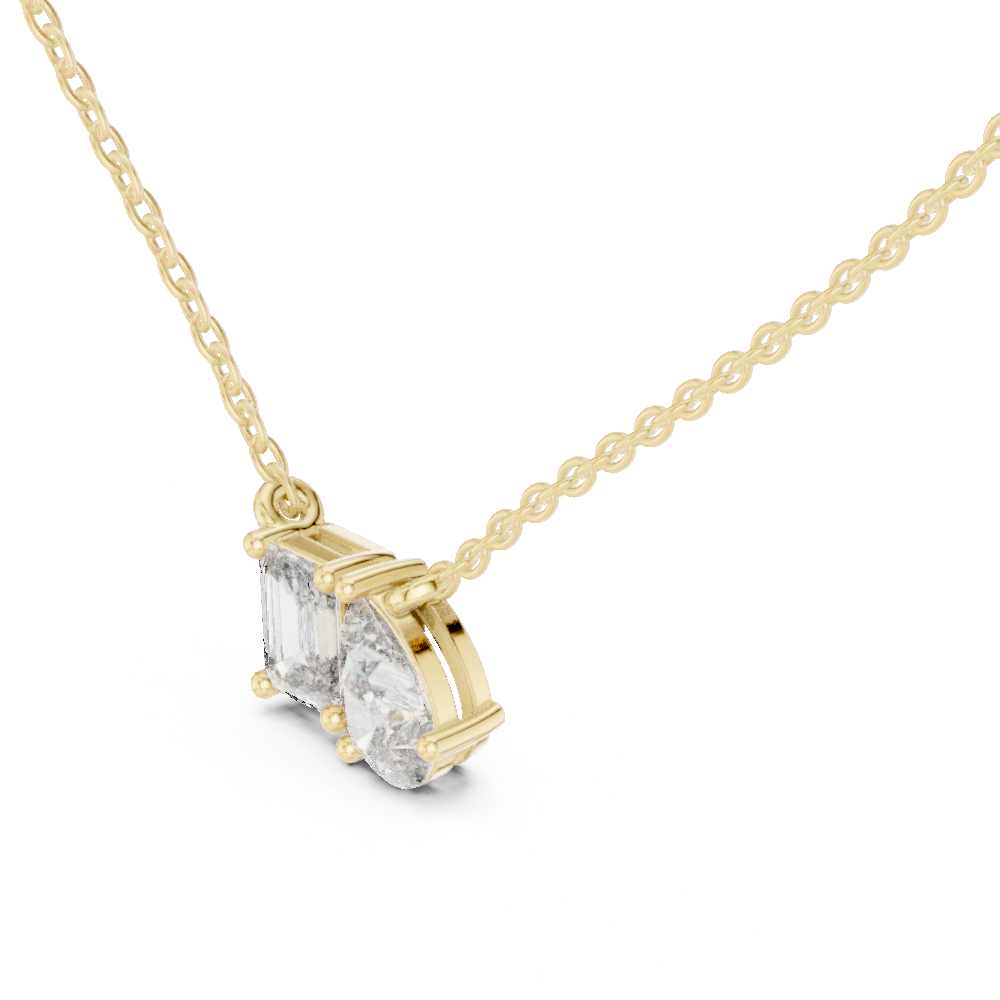 Toi Et Moi Emerald & Pear Lab Grown Diamond Pendant in 14K Rose Gold