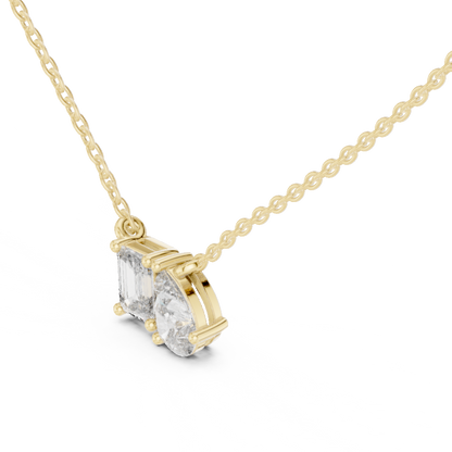 Toi Et Moi Emerald & Pear Lab Grown Diamond Pendant in 14K Rose Gold