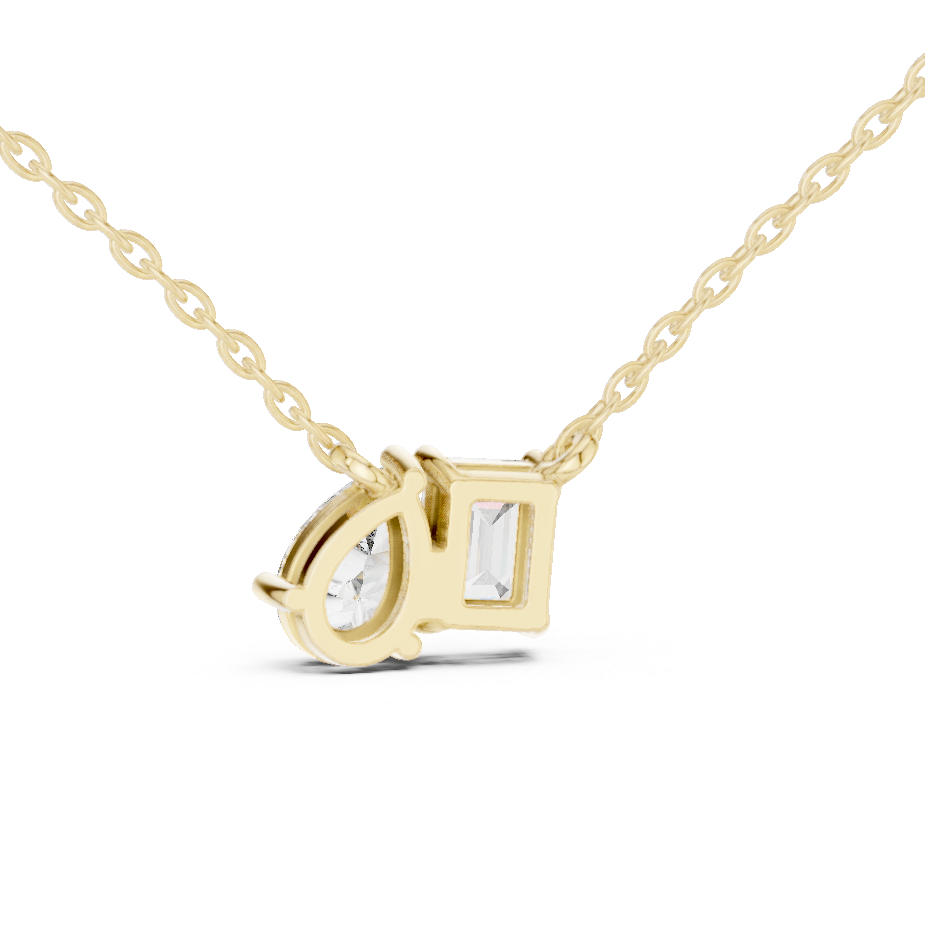 Toi Et Moi Emerald & Pear Lab Grown Diamond Pendant in 14K Rose Gold