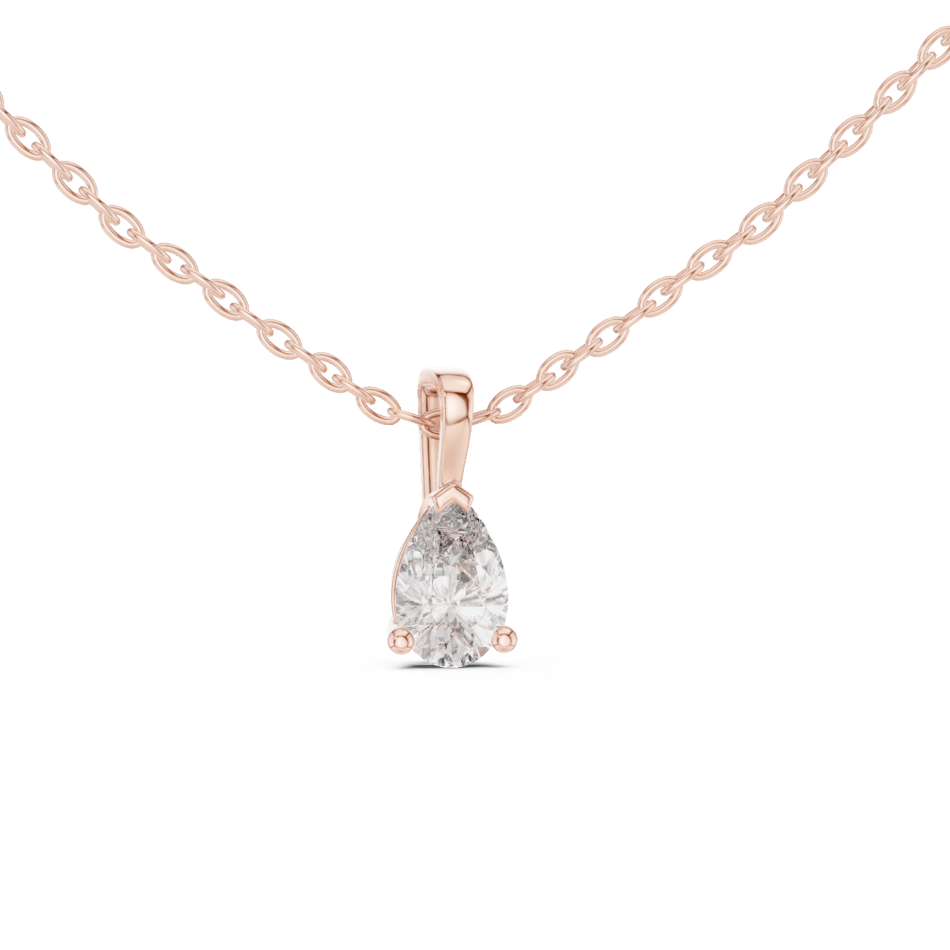 Pear Cut Solitaire Lab Grown Diamond Pendant in Rose Gold