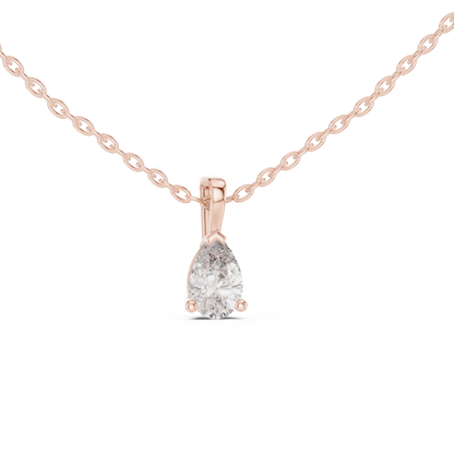 Pear Cut Solitaire Lab Grown Diamond Pendant in Rose Gold