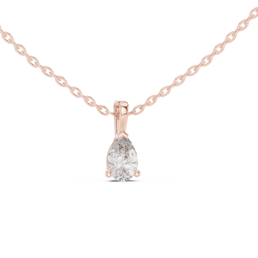Pear Cut Solitaire Lab Grown Diamond Pendant in Rose Gold