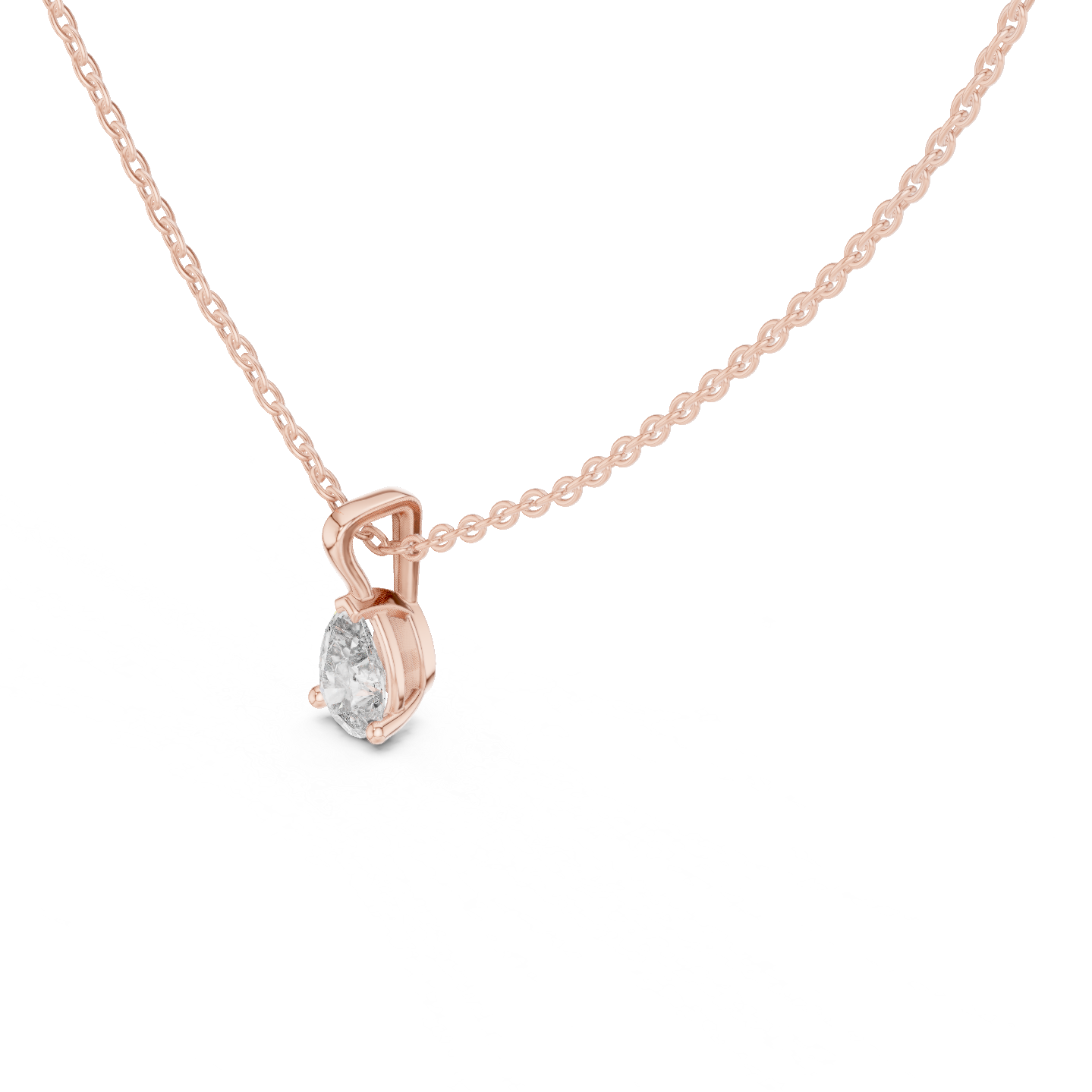 Pear Cut Solitaire Lab Grown Diamond Pendant in Rose Gold