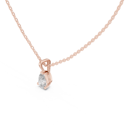 Pear Cut Solitaire Lab Grown Diamond Pendant in Rose Gold
