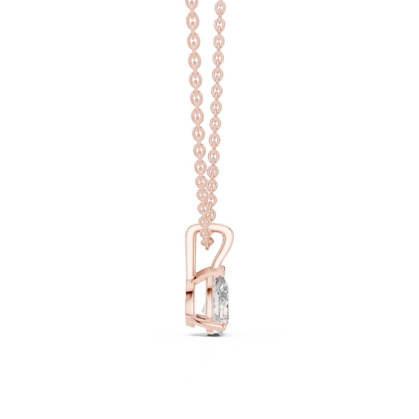Pear Cut Solitaire Lab Grown Diamond Pendant in Rose Gold