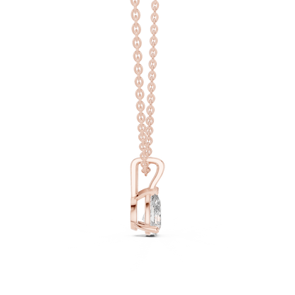 Pear Cut Solitaire Lab Grown Diamond Pendant in Rose Gold