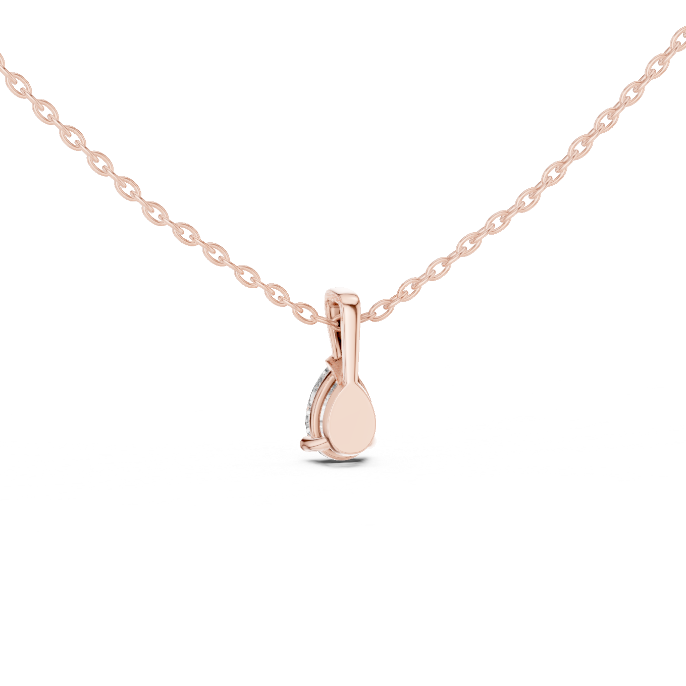 Pear Cut Solitaire Lab Grown Diamond Pendant in Rose Gold