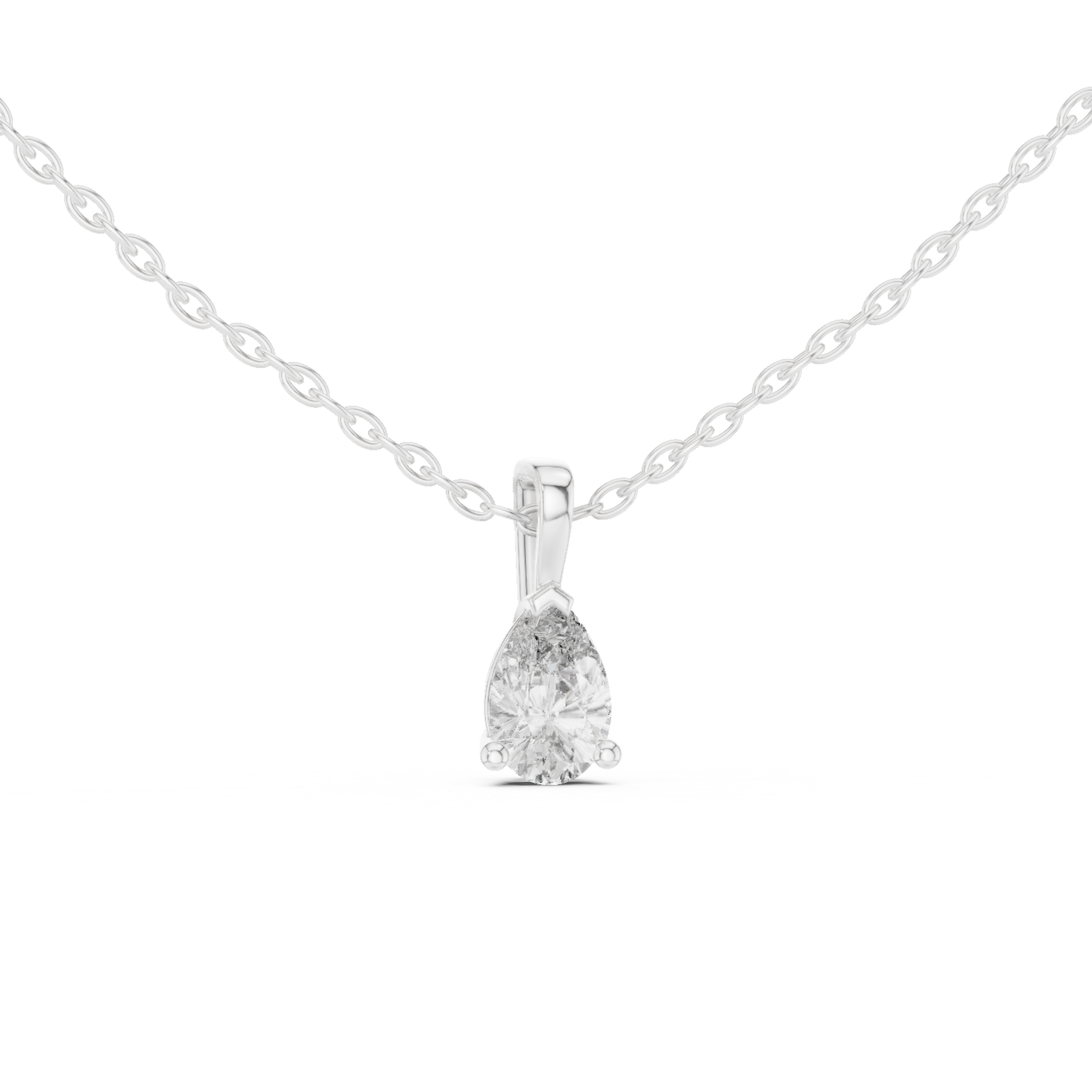 Pear Cut Solitaire Lab Grown Diamond Pendant in Rose Gold