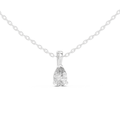 Pear Cut Solitaire Lab Grown Diamond Pendant in Rose Gold