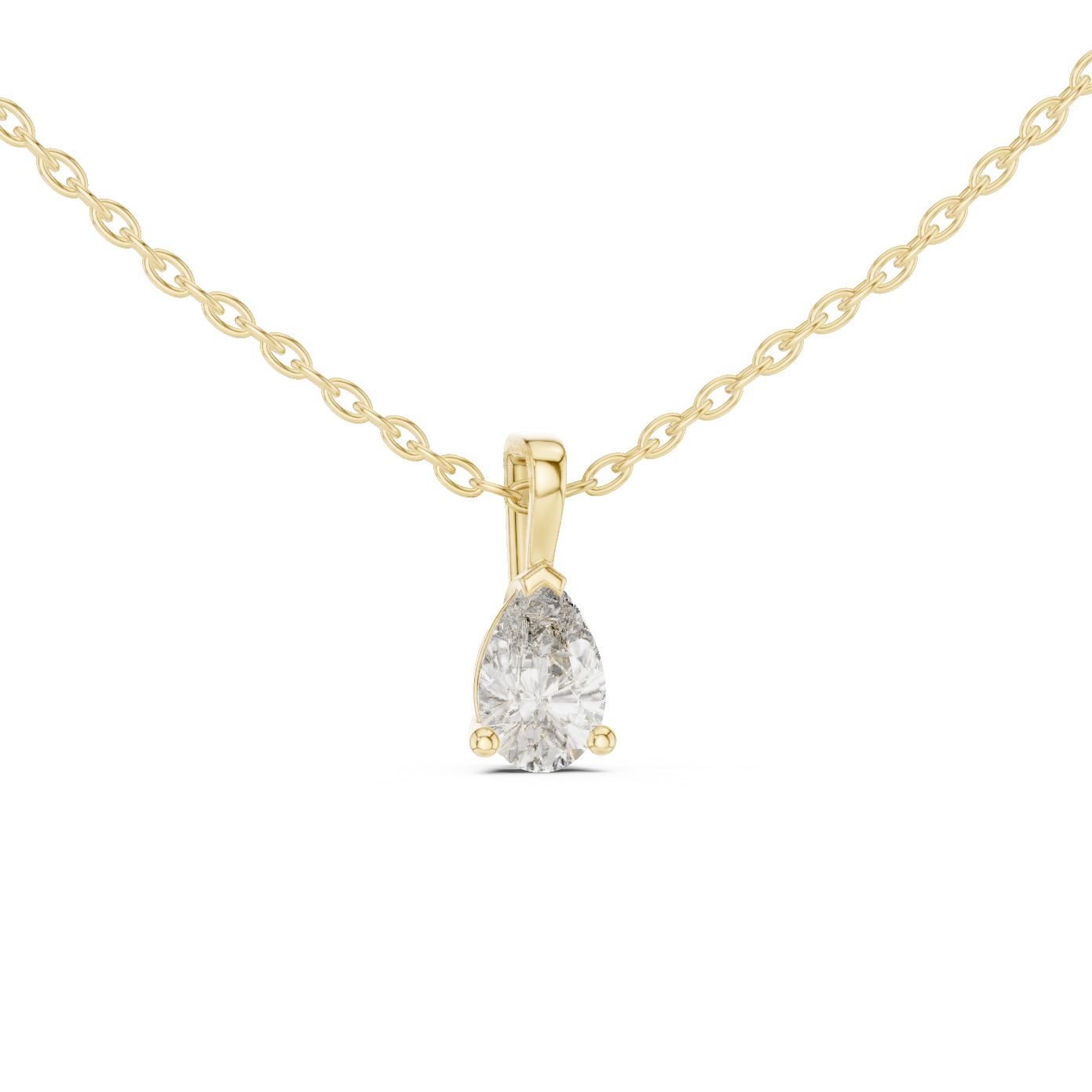 Pear Cut Solitaire Lab Grown Diamond Pendant in Rose Gold