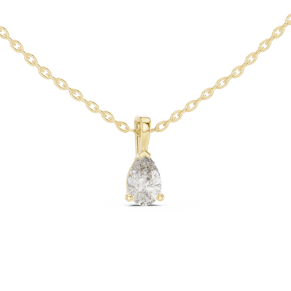 Pear Cut Solitaire Lab Grown Diamond Pendant in Rose Gold