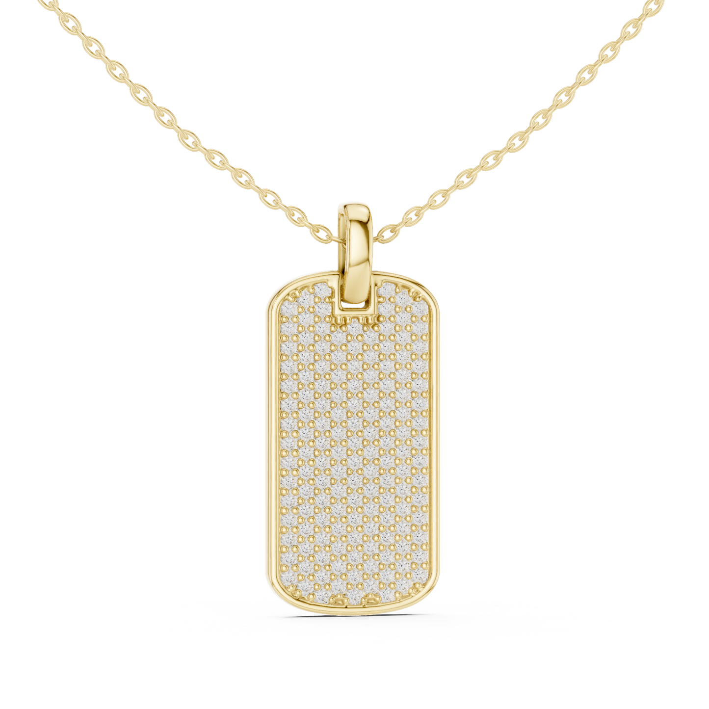 Men's Lab-Grown Diamond Dog Tag Pendant in Yellow Gold
