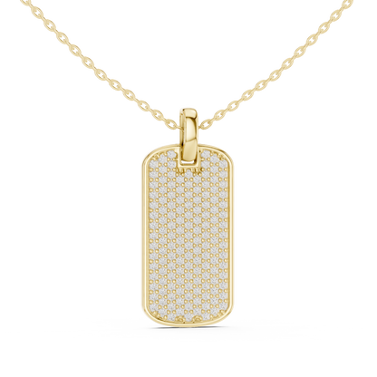 Men's Lab-Grown Diamond Dog Tag Pendant in Yellow Gold