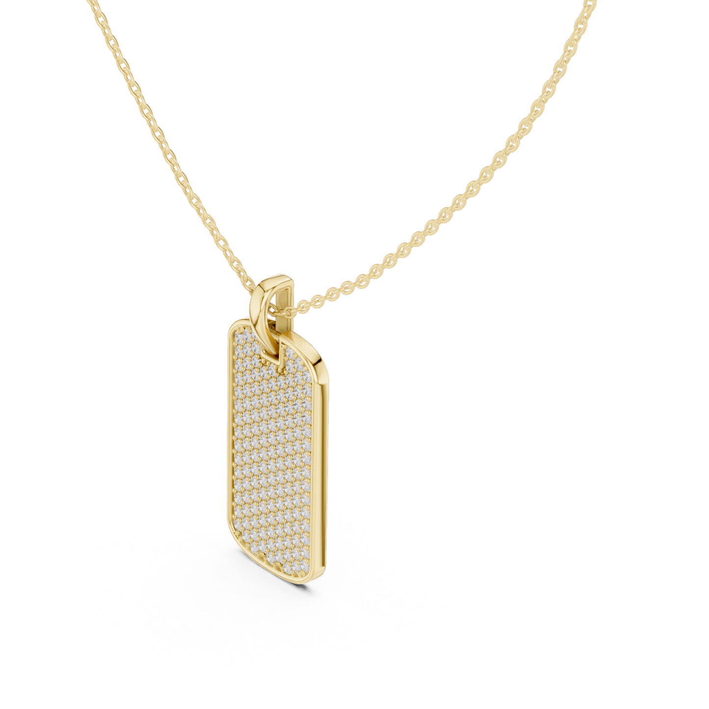 Men's Lab-Grown Diamond Dog Tag Pendant in Yellow Gold