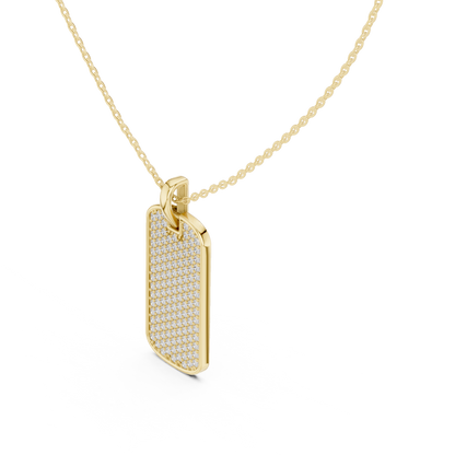Men's Lab-Grown Diamond Dog Tag Pendant in Yellow Gold