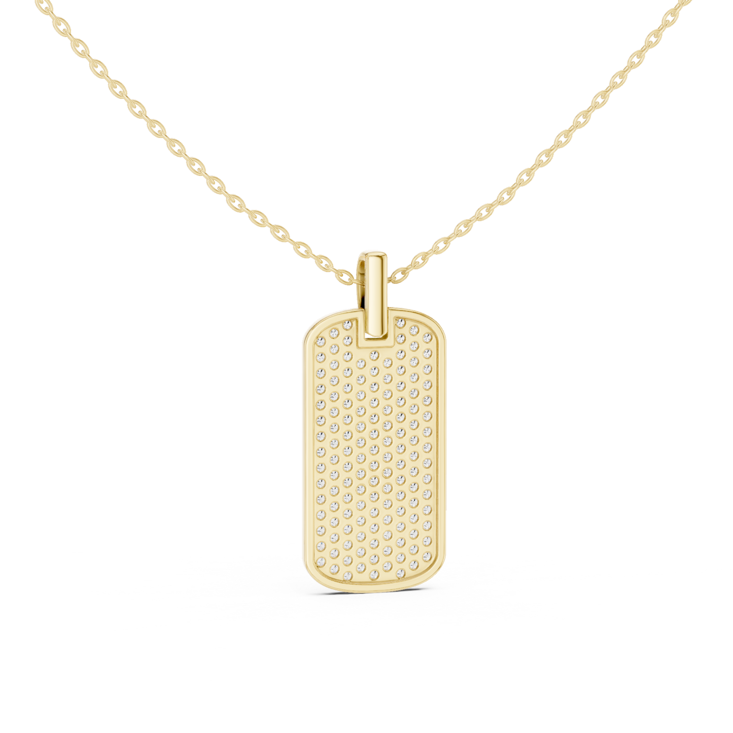 Men's Lab-Grown Diamond Dog Tag Pendant in Yellow Gold