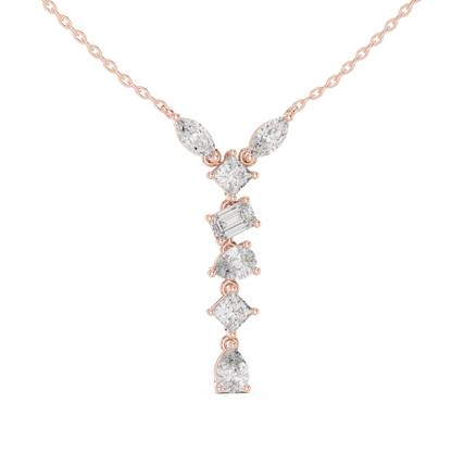 Multi Shape Lab-Grown Solitaire Diamond Drop Pendant in Yellow Gold