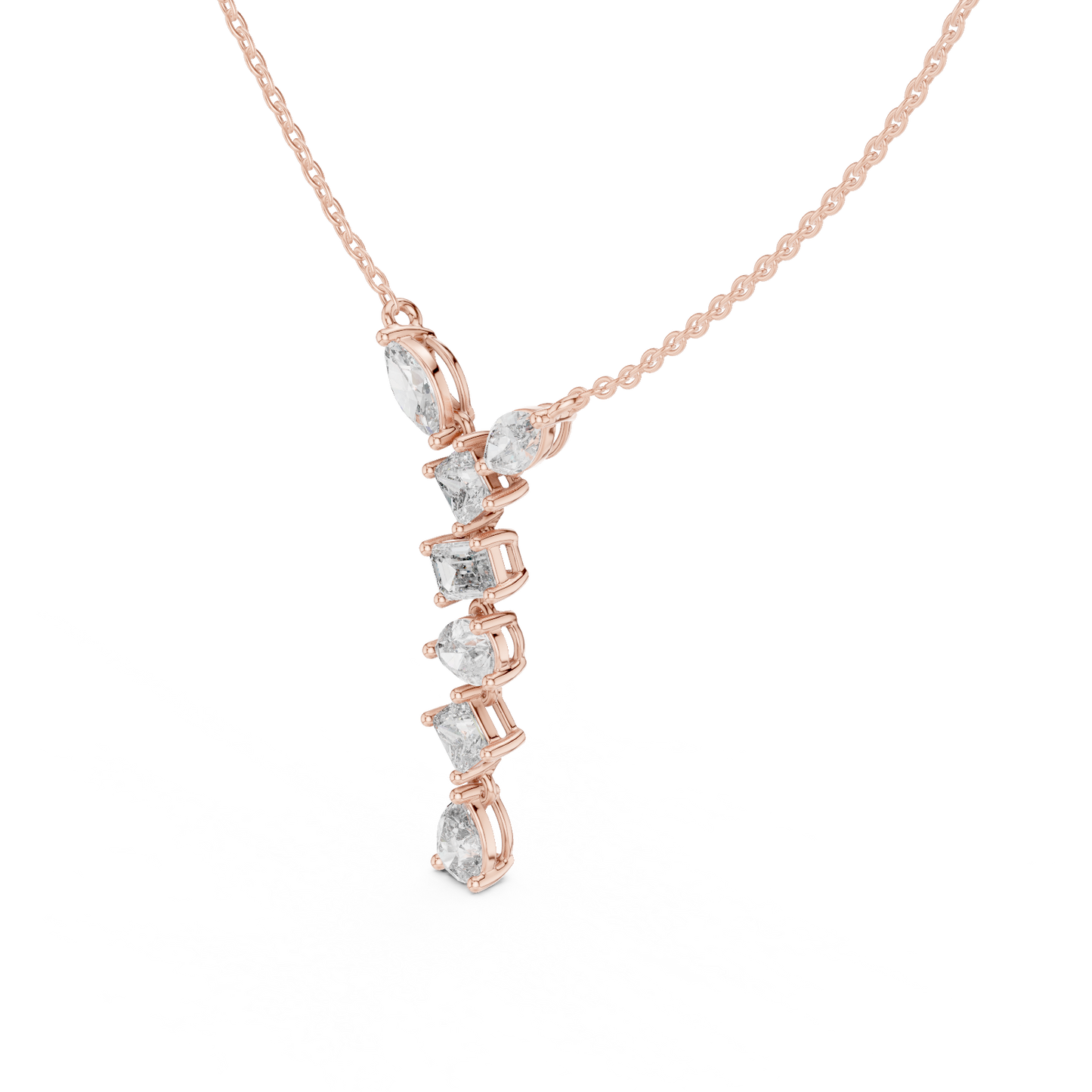 Multi Shape Lab-Grown Solitaire Diamond Drop Pendant in Yellow Gold