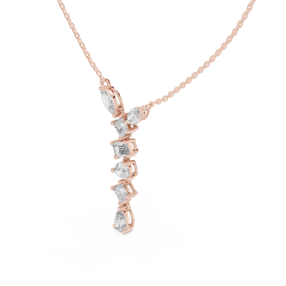 Multi Shape Lab-Grown Solitaire Diamond Drop Pendant in Yellow Gold