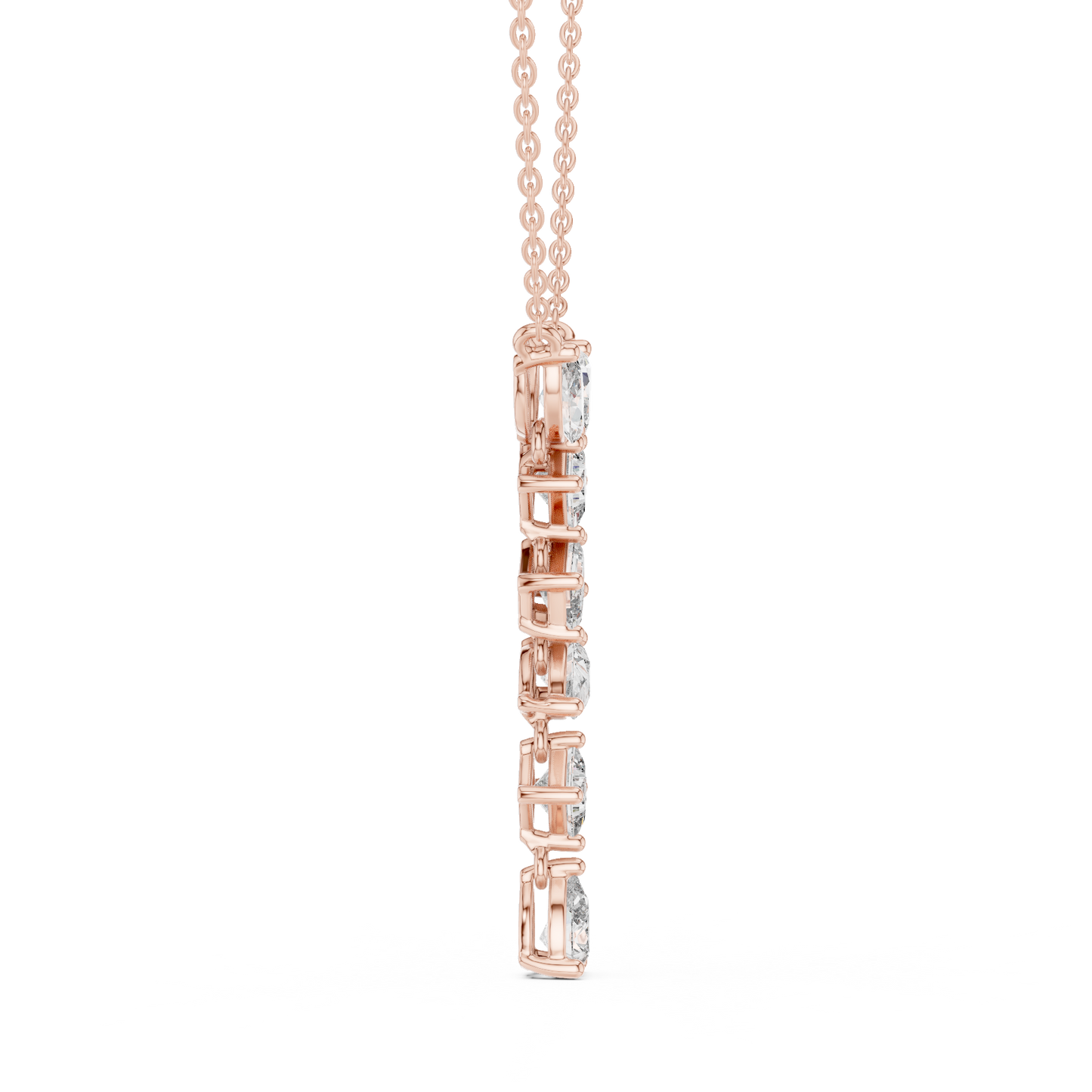Multi Shape Lab-Grown Solitaire Diamond Drop Pendant in Yellow Gold