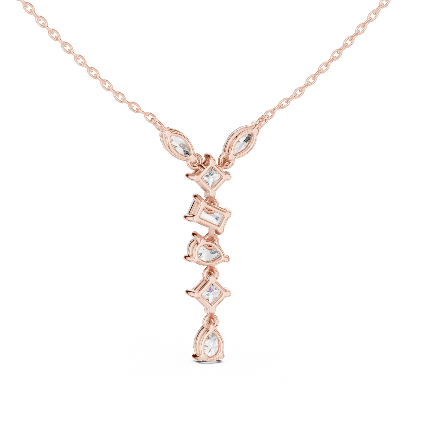 Multi Shape Lab-Grown Solitaire Diamond Drop Pendant in Yellow Gold