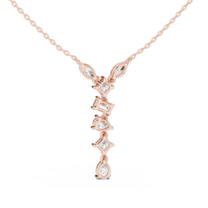 Multi Shape Lab-Grown Solitaire Diamond Drop Pendant in Yellow Gold