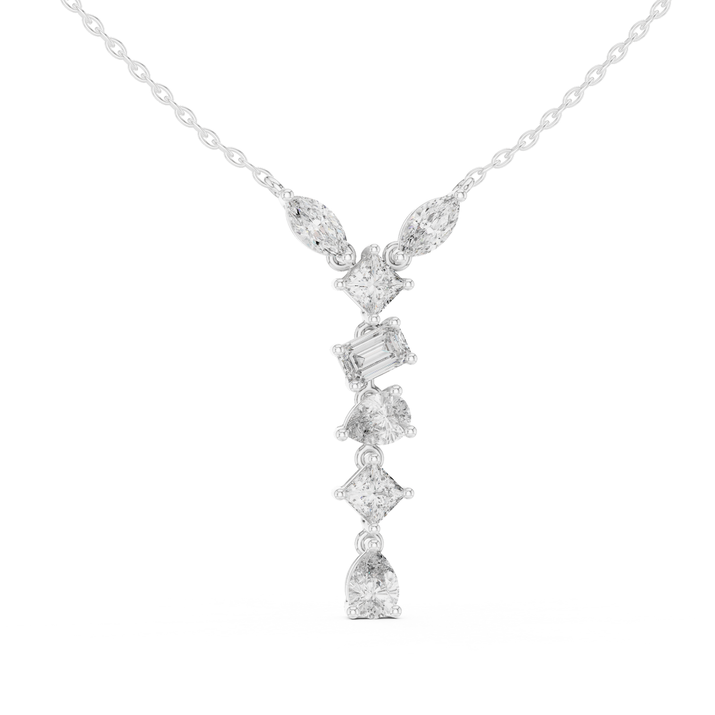 Multi Shape Lab-Grown Solitaire Diamond Drop Pendant in Yellow Gold