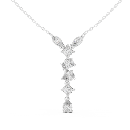 Multi Shape Lab-Grown Solitaire Diamond Drop Pendant in Yellow Gold