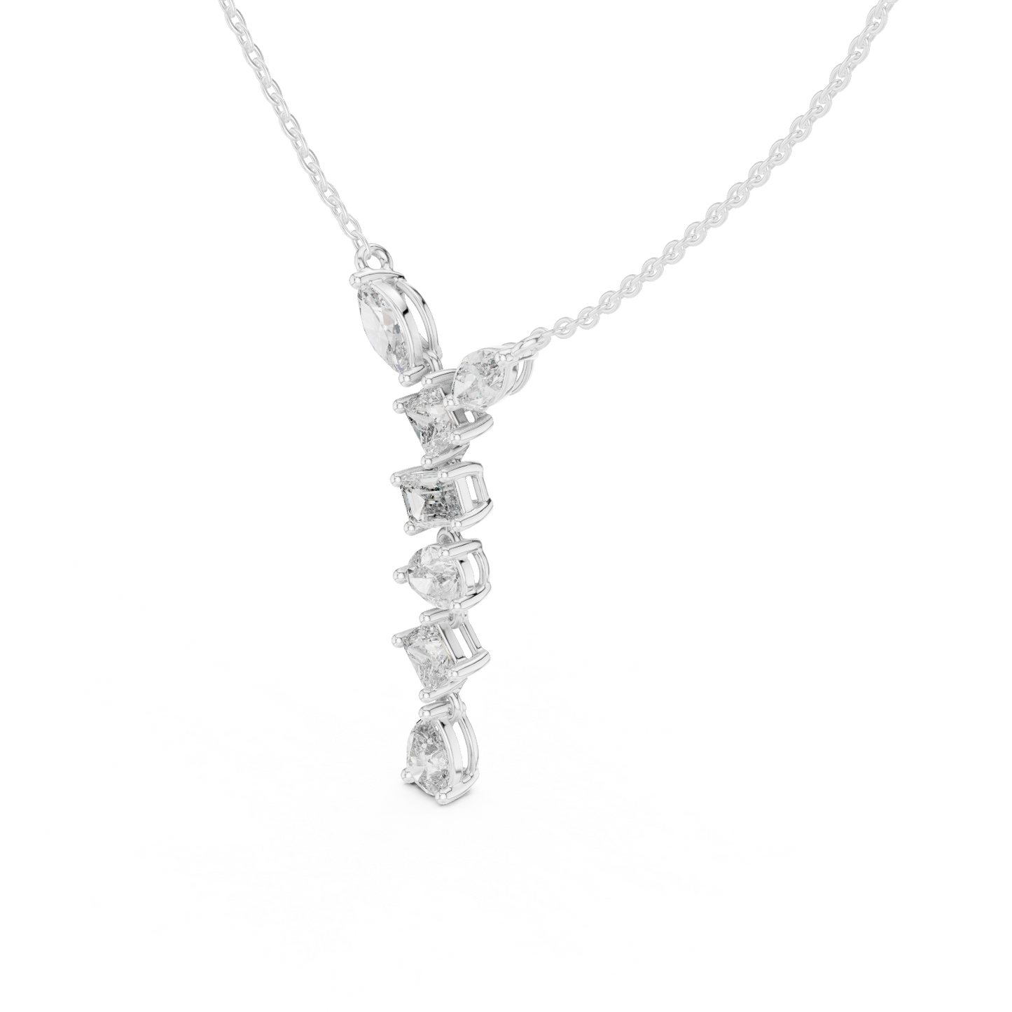 Multi Shape Lab-Grown Solitaire Diamond Drop Pendant in Yellow Gold