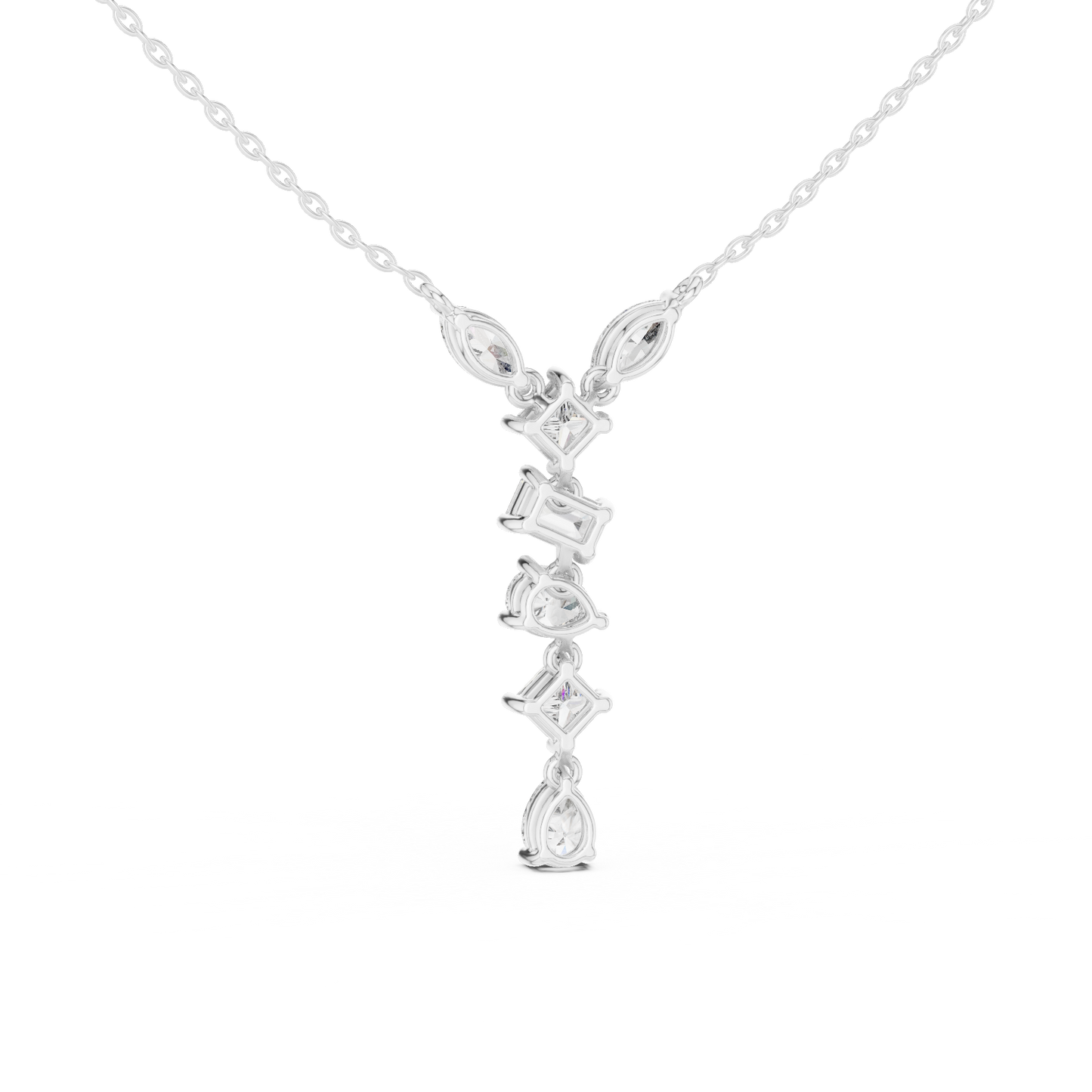 Multi Shape Lab-Grown Solitaire Diamond Drop Pendant in Yellow Gold